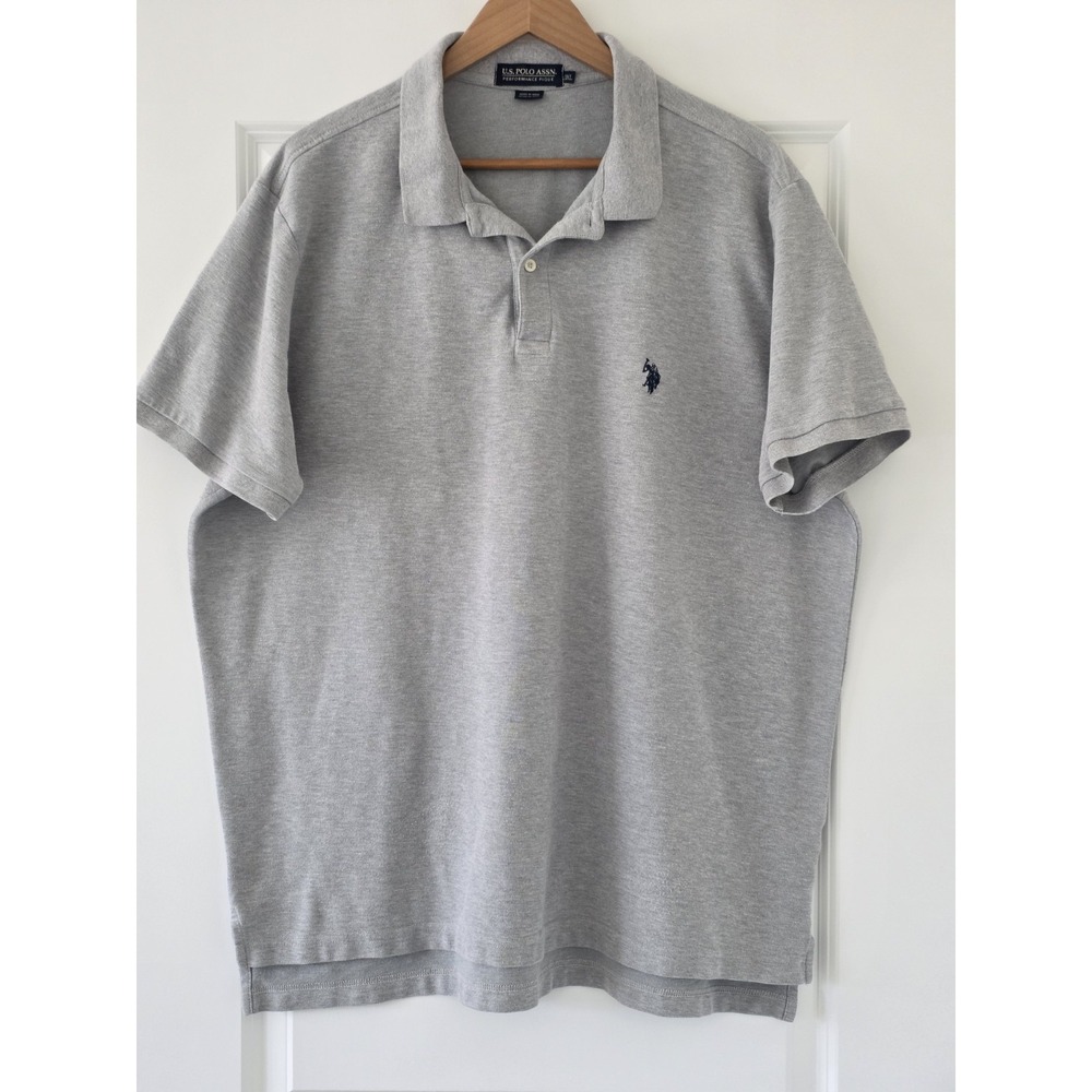 U.S. Polo Assn. Performance Pique Polo Shirt 3XL Gray Heather Gray Pony Logo